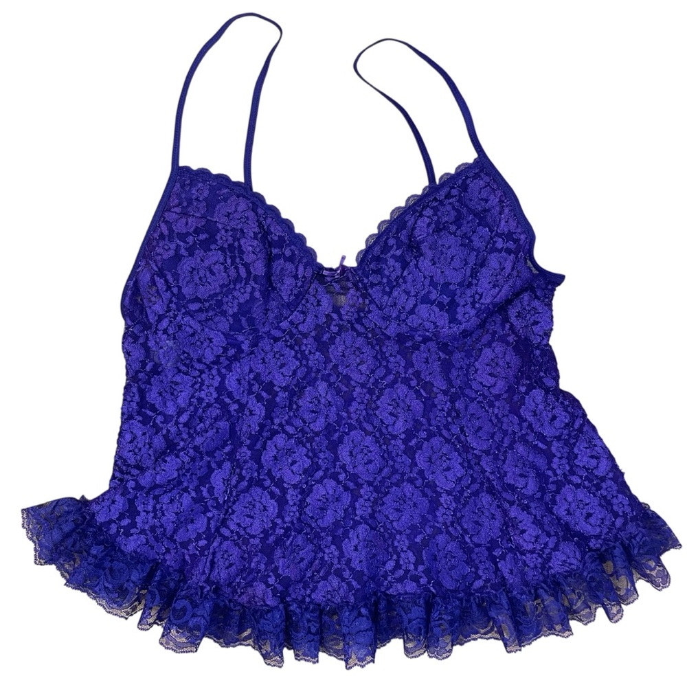 Dreamy Lace Lingerie Top Large Purple Bow Alt Boudoir 2000s Romantic Fairycore